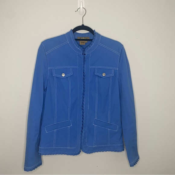 Peck And Peck Weekend Jacket Blue Size 10 Eye Hook - Picture 15 of 15